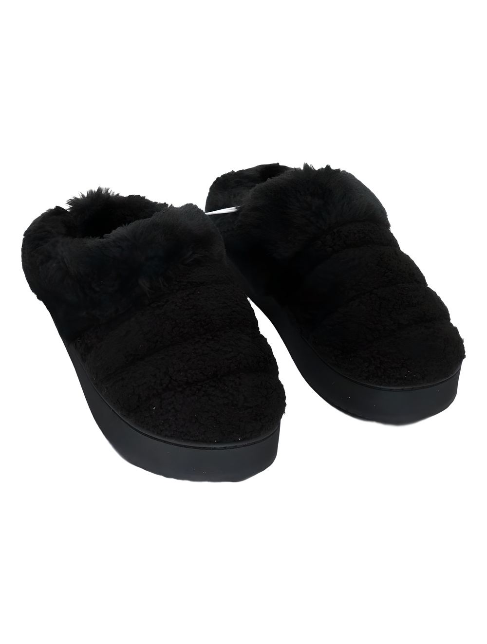 Journee Collection Womens Bla Black Faux Fur Puffer Slipper Mules Size 8